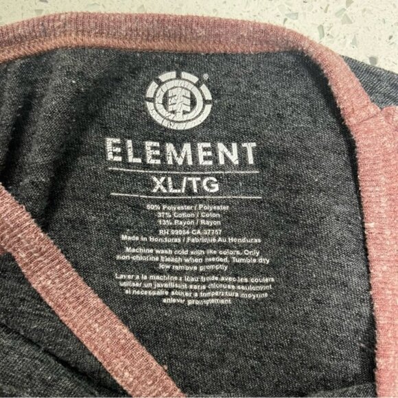 ELEMENT Lightweight Heathered Charcoal Red Raglan Long Sleeved Shirt Size XL - Picture 7 of 7